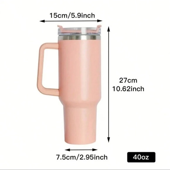 ✨40oz Reusable Vacuum Quencher Tumbler w Straw ✨ White with Clear Lid ✨ - Picture 7 of 8